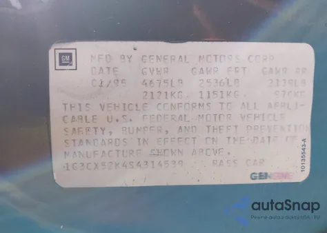 1995 Oldsmobile 98 Regency Elite из США, поврежденный, VIN 1G3CX52K4S4314539